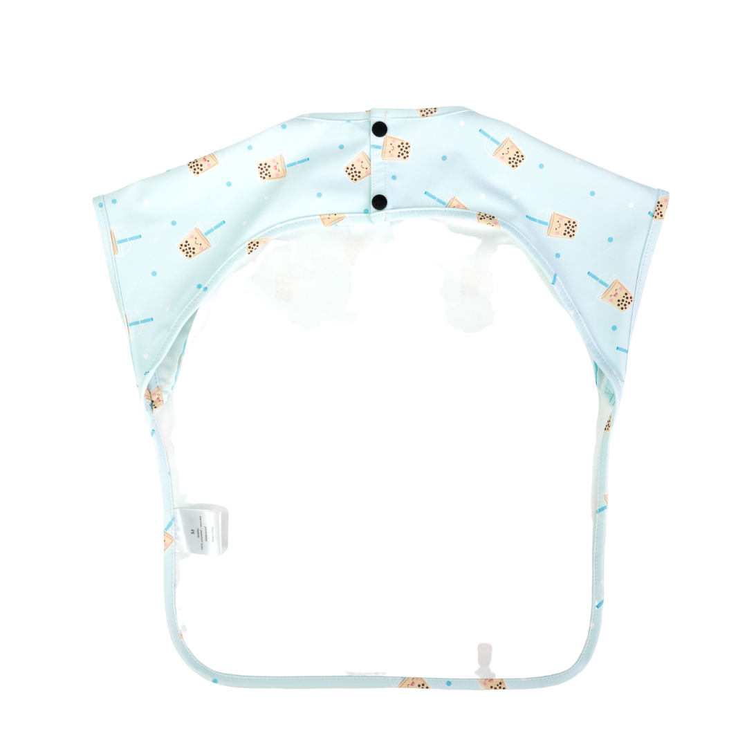 Junior Short Sleeved Waterproof Bib - Boba (Blue) - Little Bearnie 