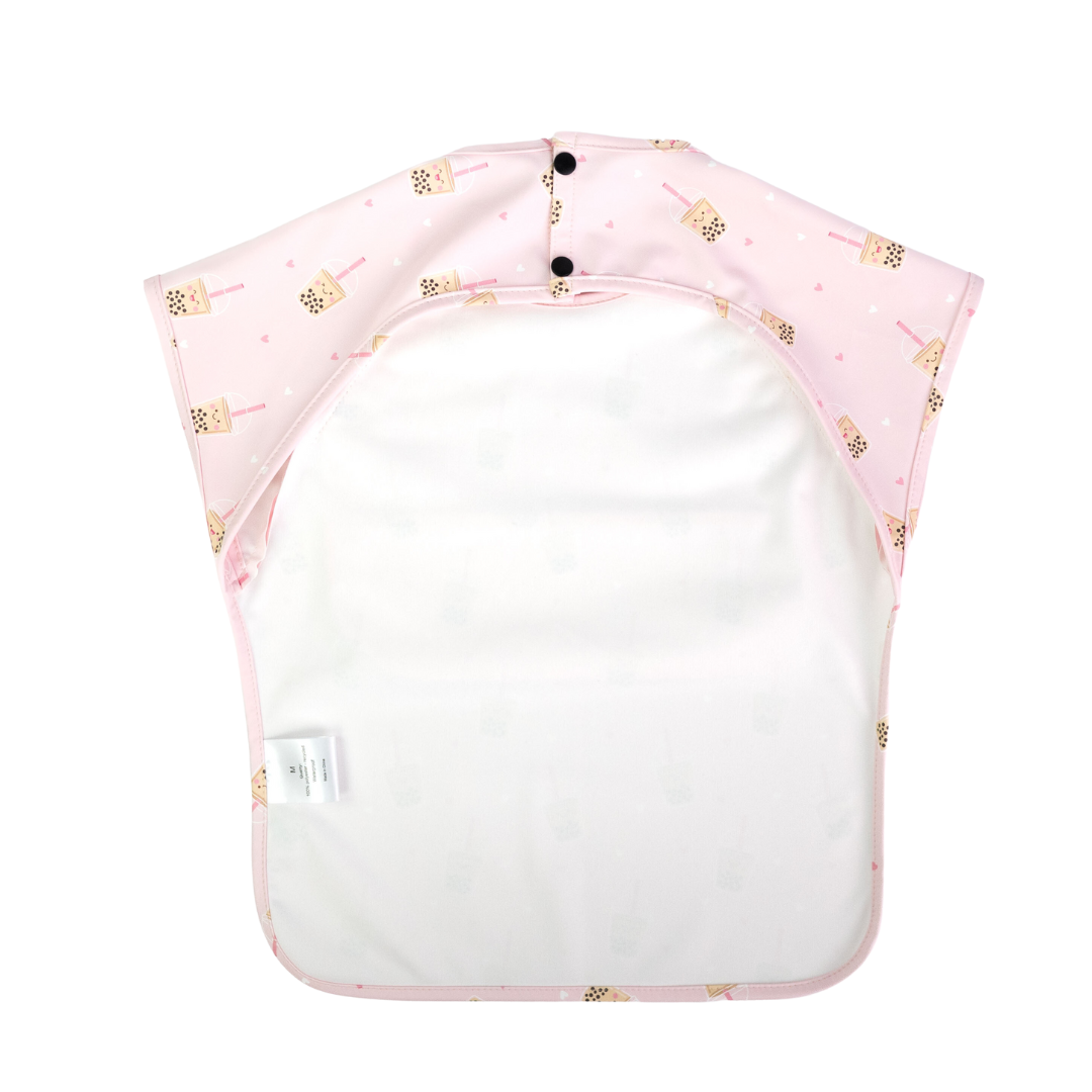 Junior Short Sleeved Waterproof Bib - Boba (Pink) - Little Bearnie 