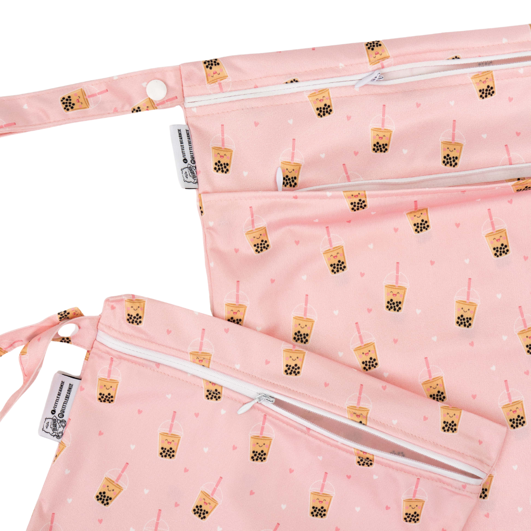 [Bundle of 2]Multipurpose Wet Bags Ver2 - Boba (Pink) - Little Bearnie 