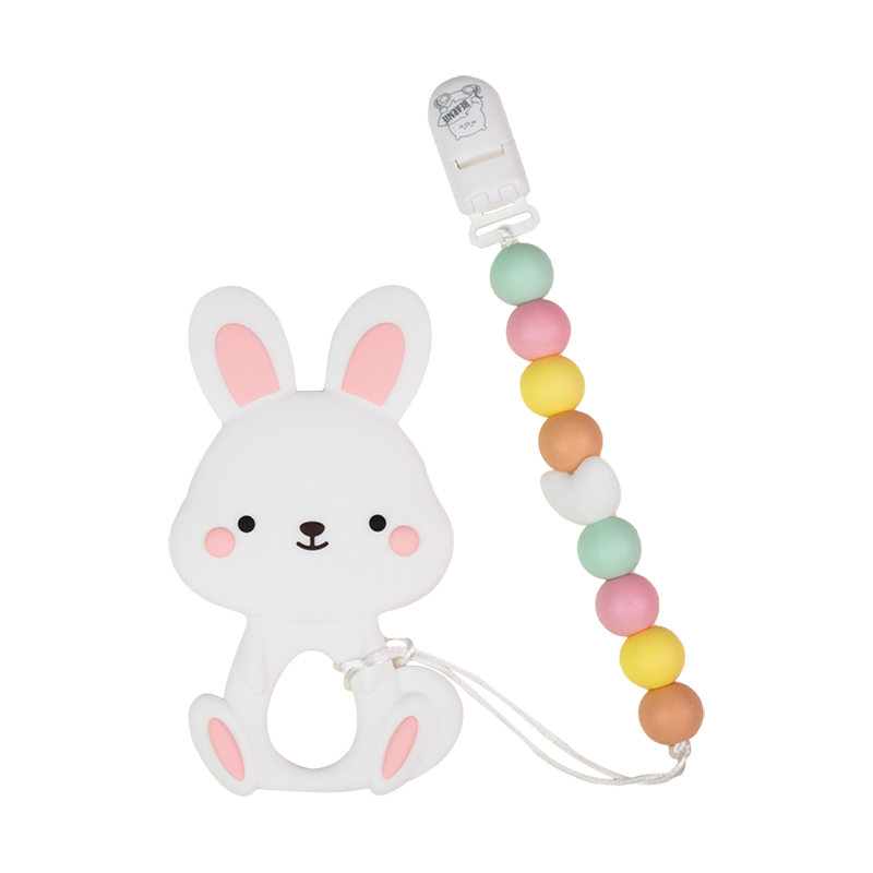 Modern Baby Teether Clip Set - Bunny (White)