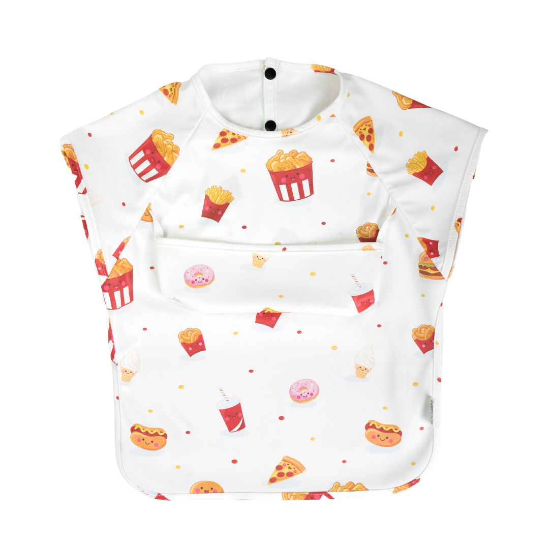 Junior Short Sleeved Waterproof Bib - Fast Food