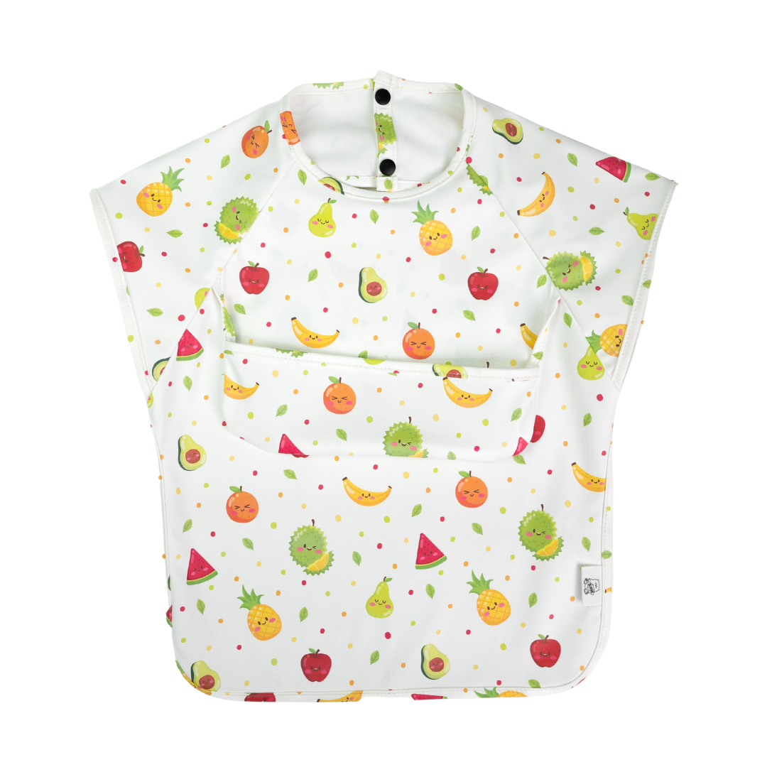 Junior Short Sleeved Waterproof Bib - Fruity Fruits - Little Bearnie 