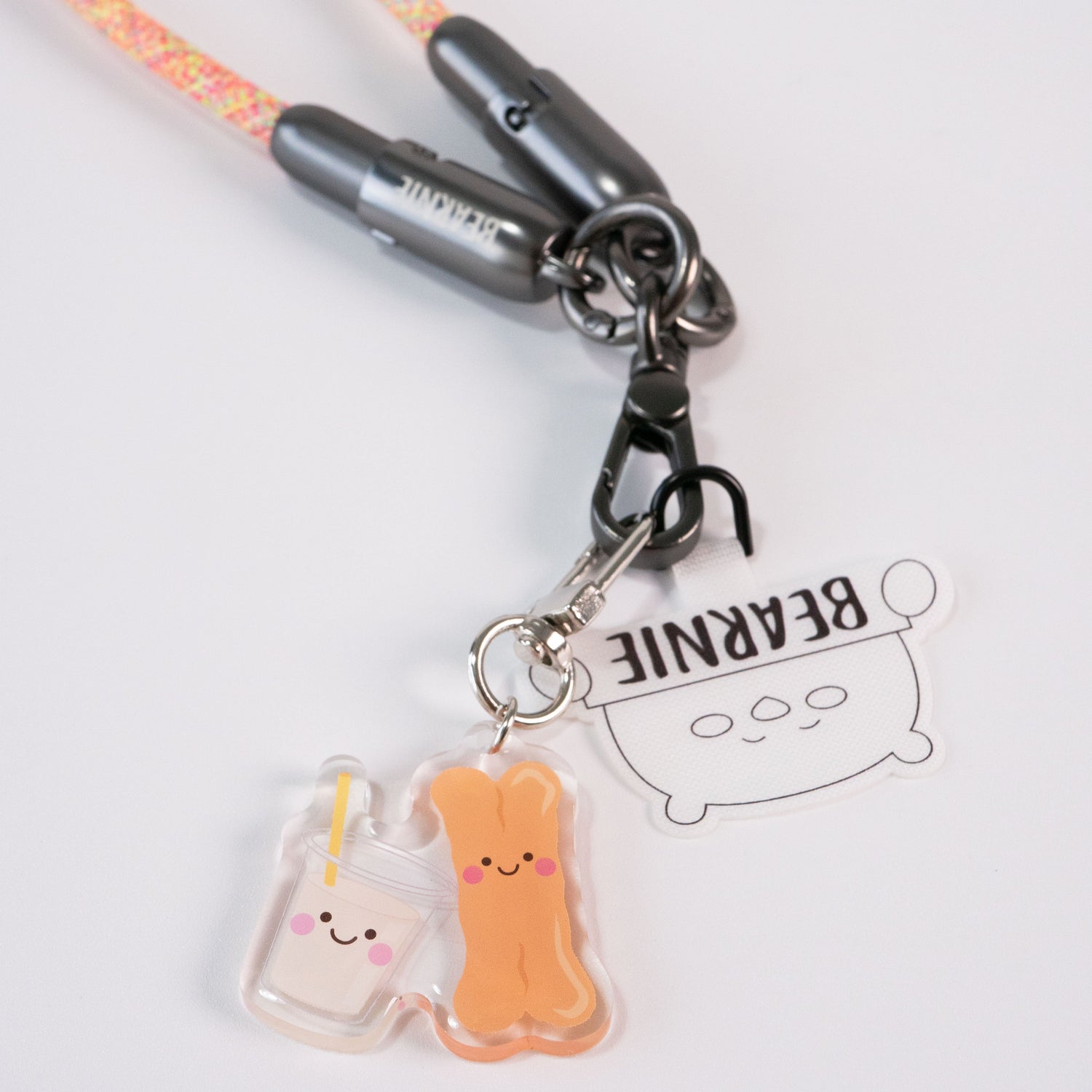 FlexiCharge Crossbody Phone Lanyard with Charms - Rainbow