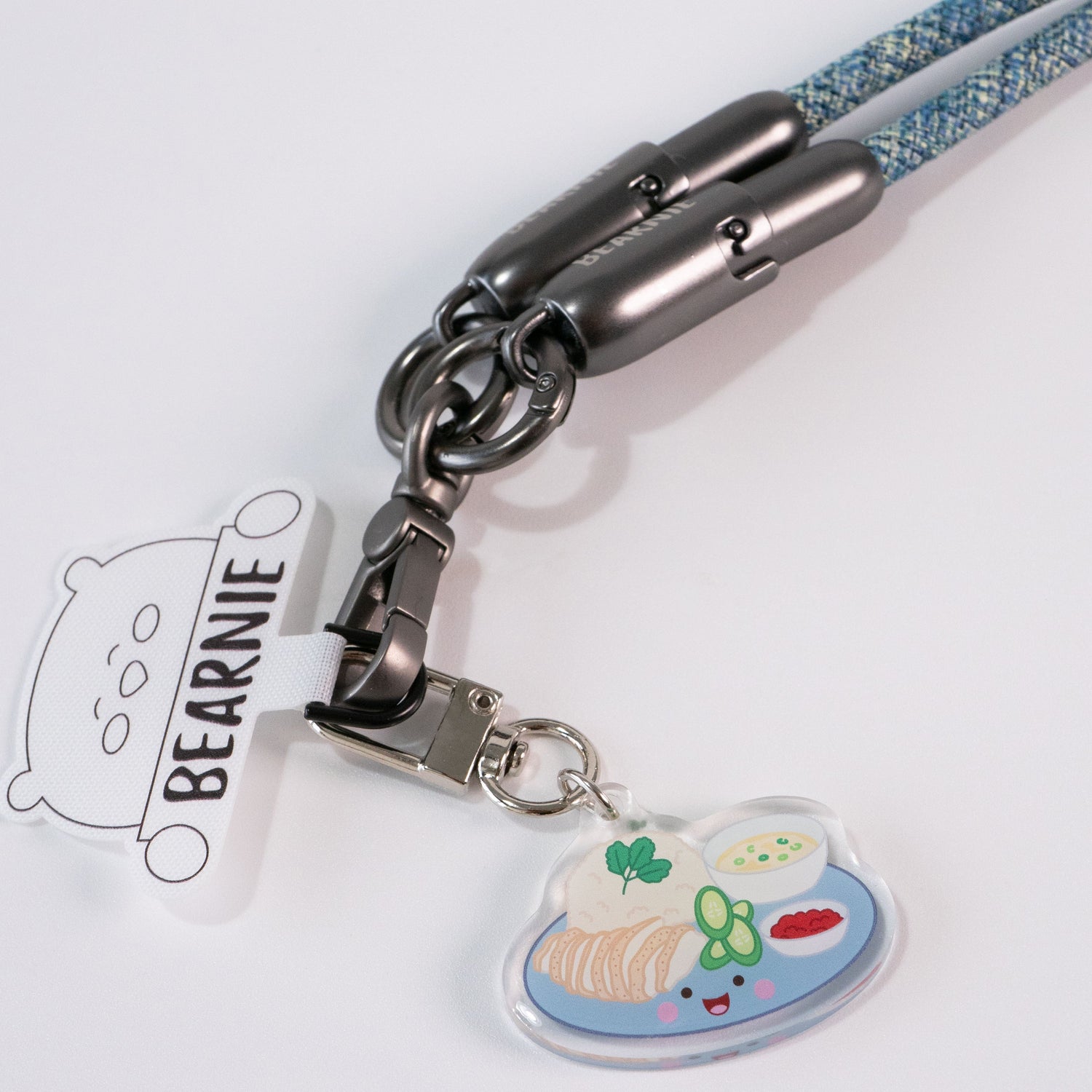 FlexiCharge Crossbody Phone Lanyard with Charms - Ocean Blue
