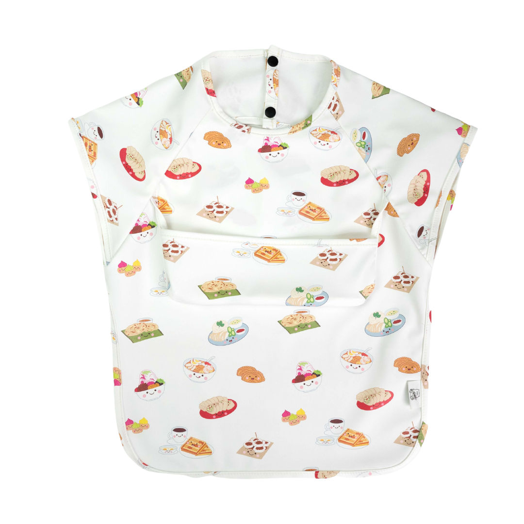 Junior Short Sleeved Waterproof Bib - Singapore Local Foodies - Little Bearnie 