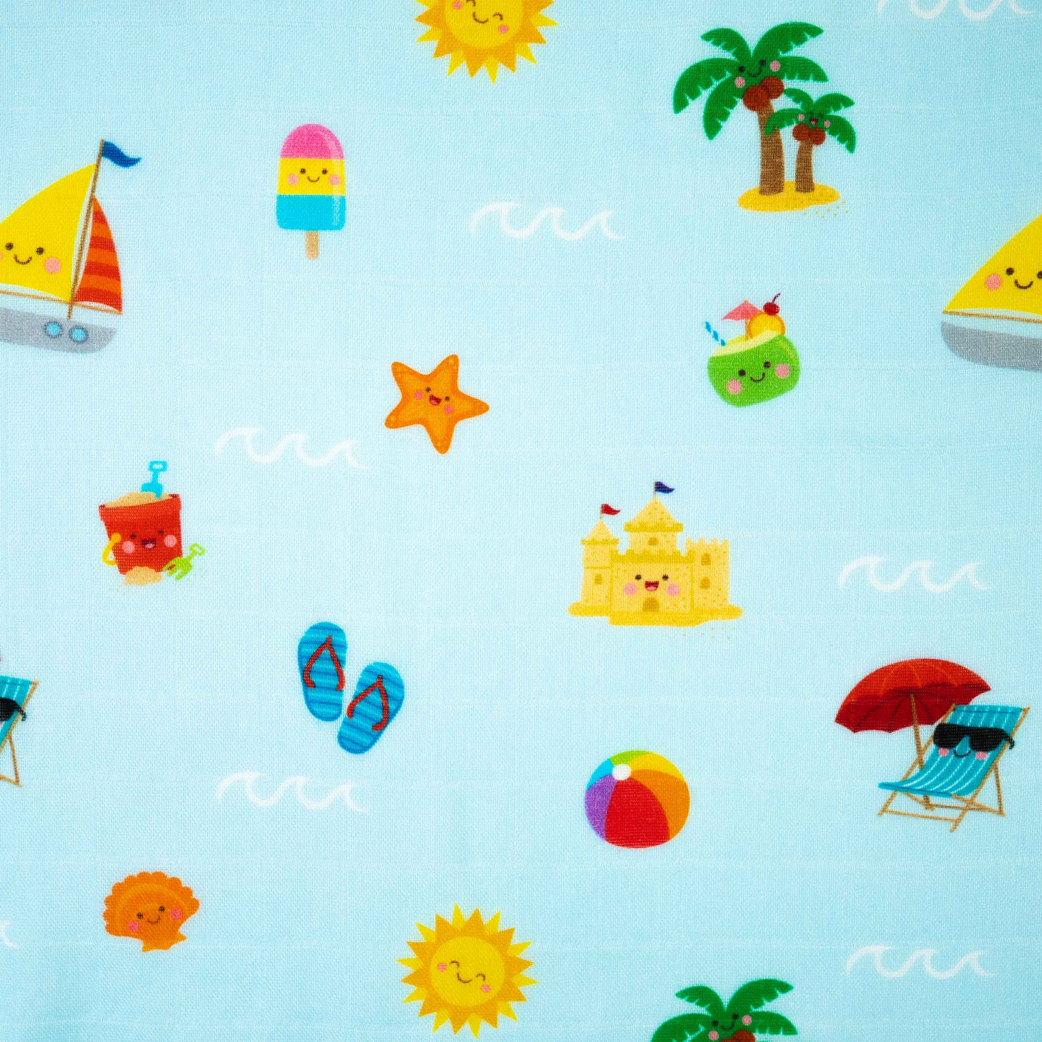 Swaddle / Baby Blanket - Fun Beach Day - Little Bearnie 