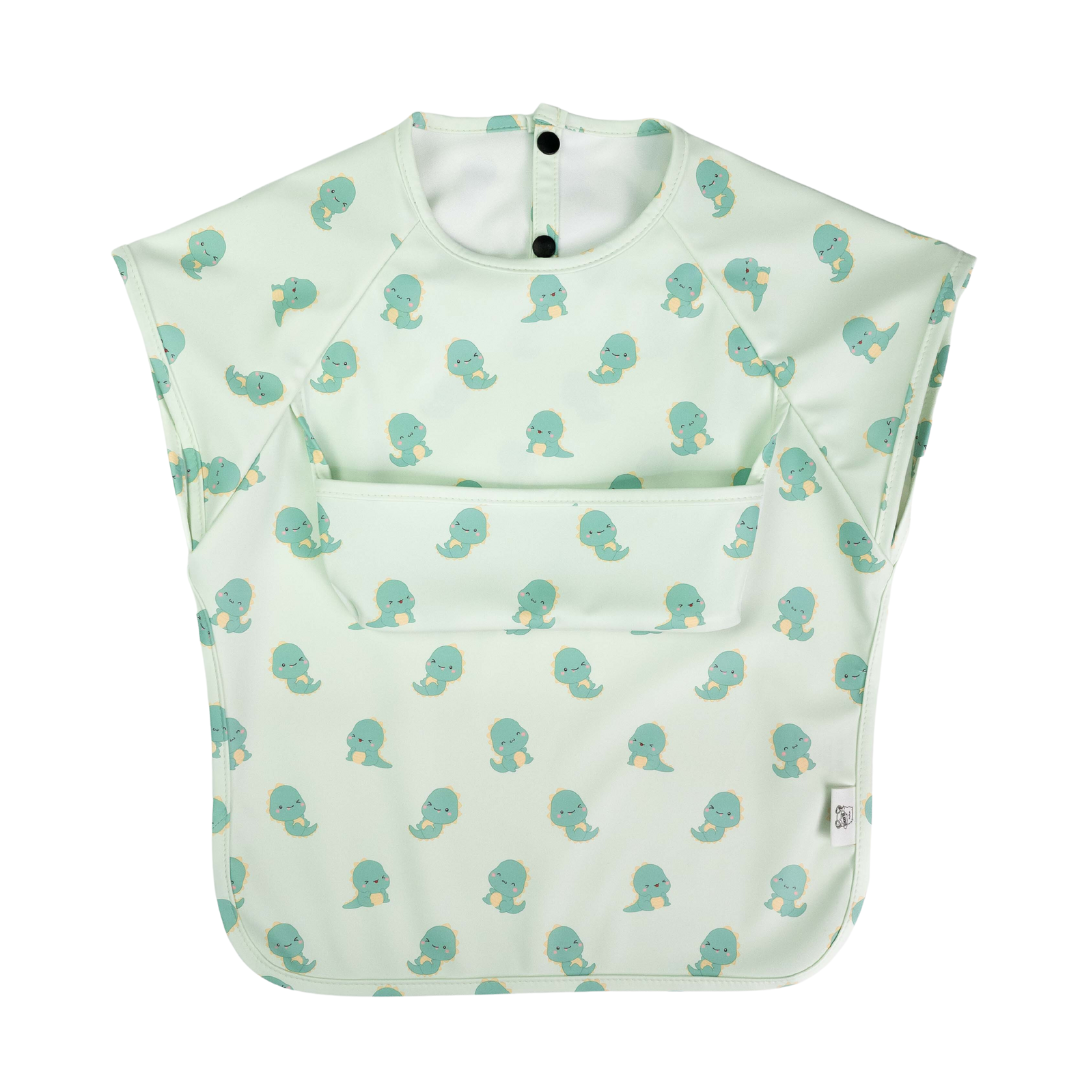 Junior Short Sleeved Waterproof Bib - T-Rex Dino - Little Bearnie 