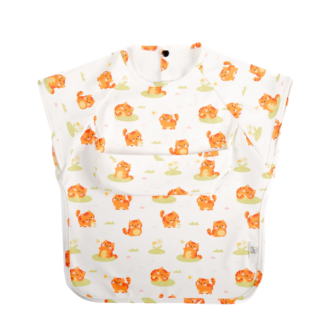 Junior Short Sleeved Waterproof Bib - Meow Meow Cat