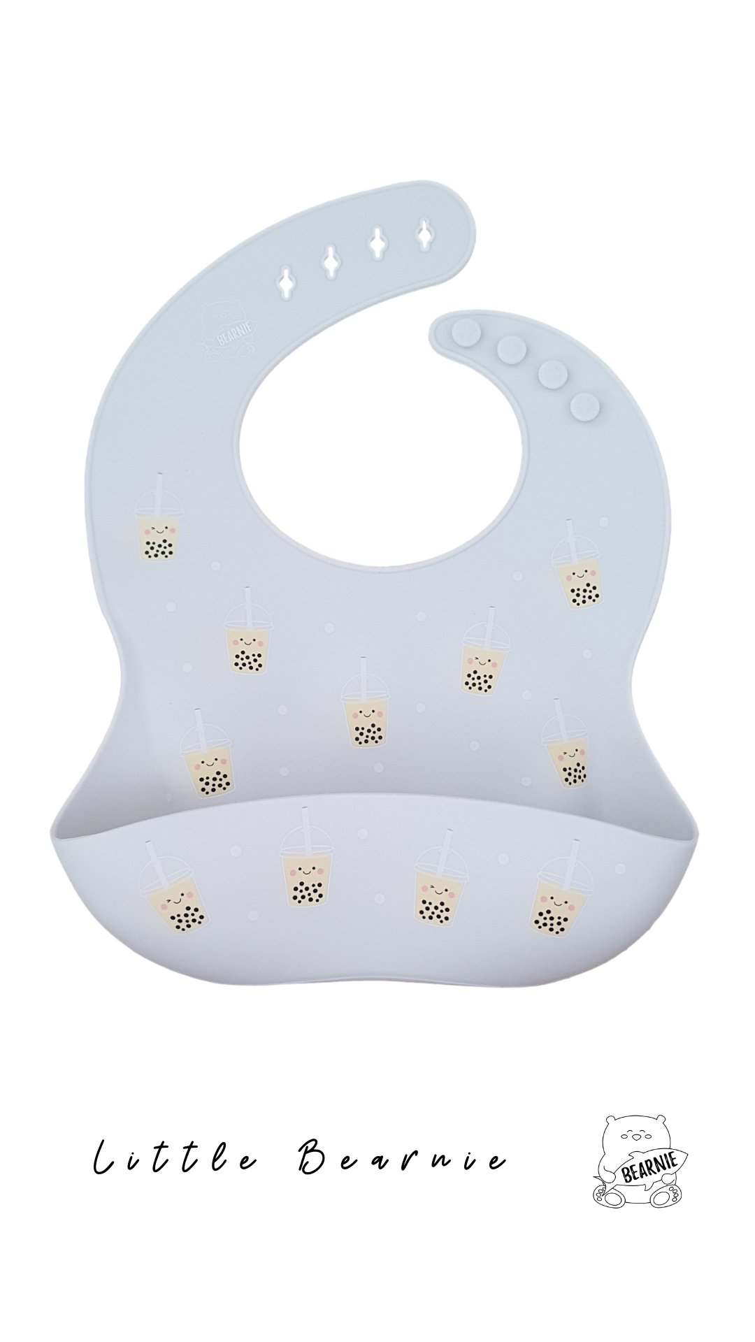Silicone Bib - Boba (Grey) - Little Bearnie 