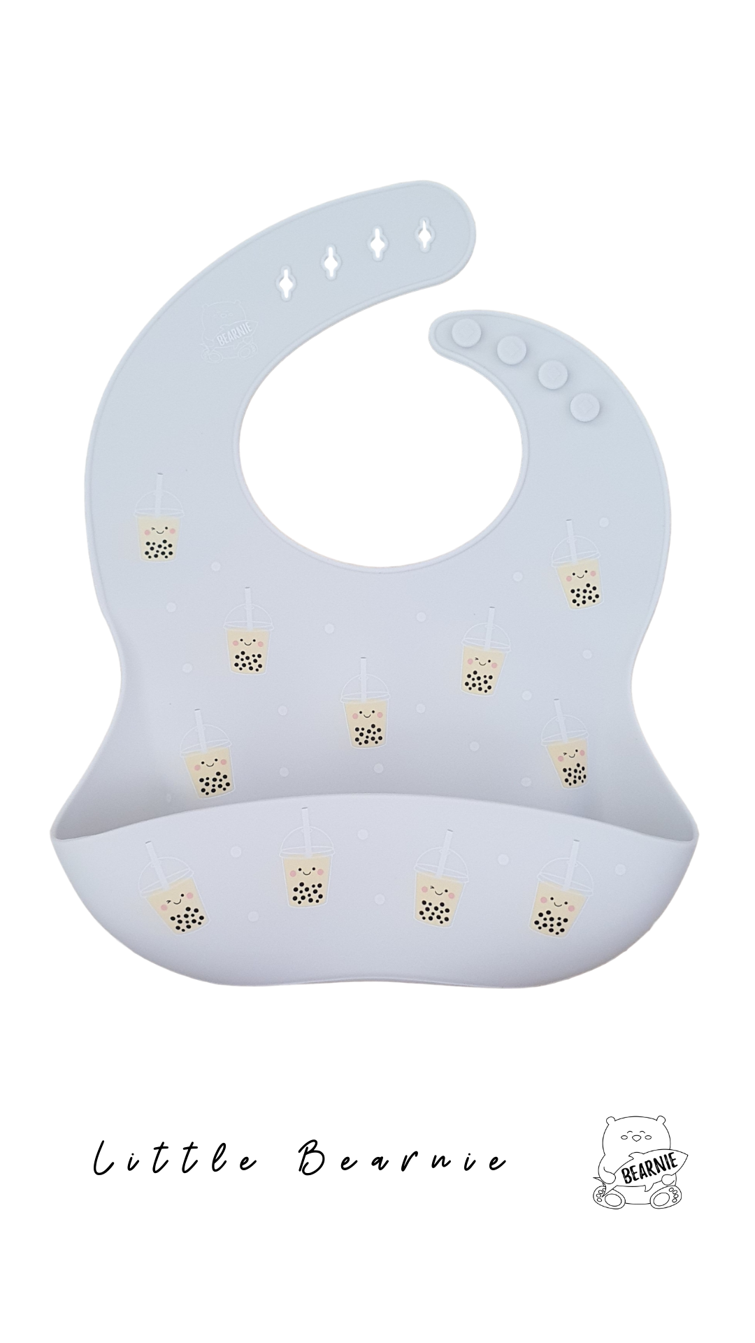 Silicone Bib - Boba (Grey)