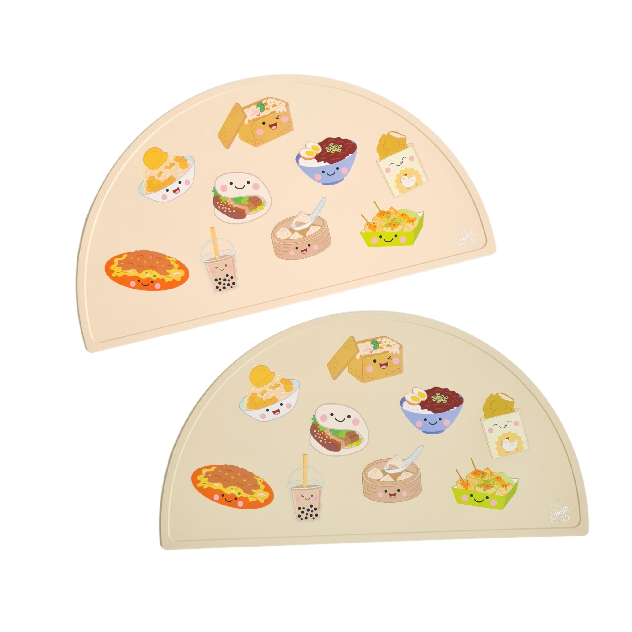 Silicone Placemat - Taiwan Foodies (Peach Puff) - Little Bearnie 