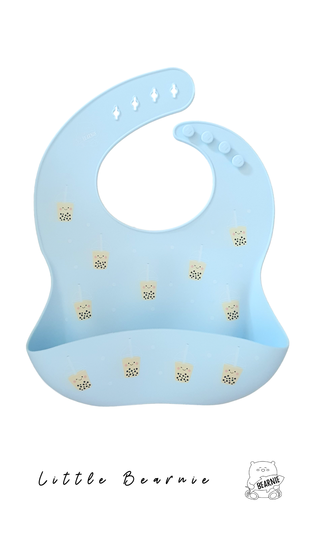 Silicone Bib - Boba (Blue) - Little Bearnie 
