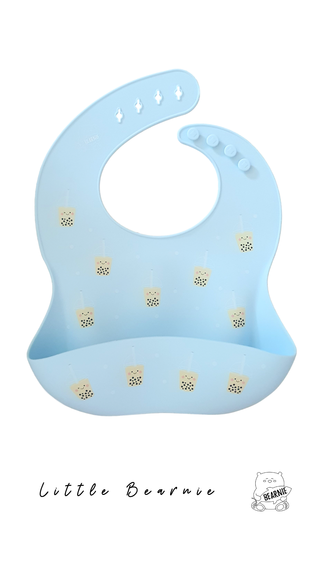 Silicone Bib - Boba (Blue)