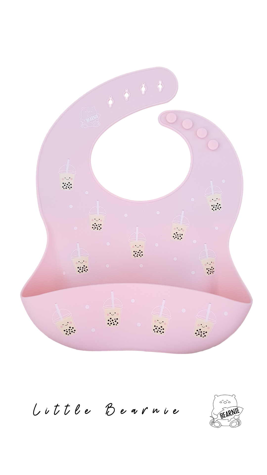 Silicone Bib - Boba (Pink) - Little Bearnie 