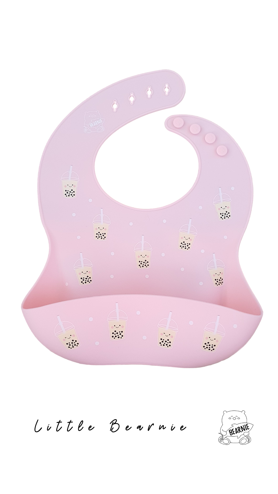 Silicone Bib - Boba (Pink)