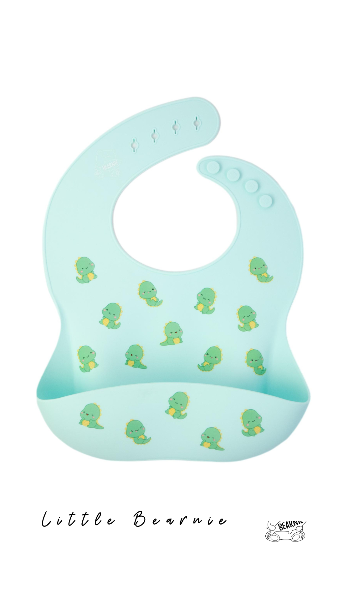 Silicone Bib - Dino (Mint)