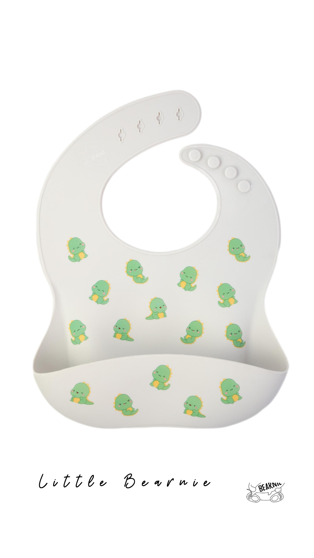 Silicone Bib - Dino (Grey)