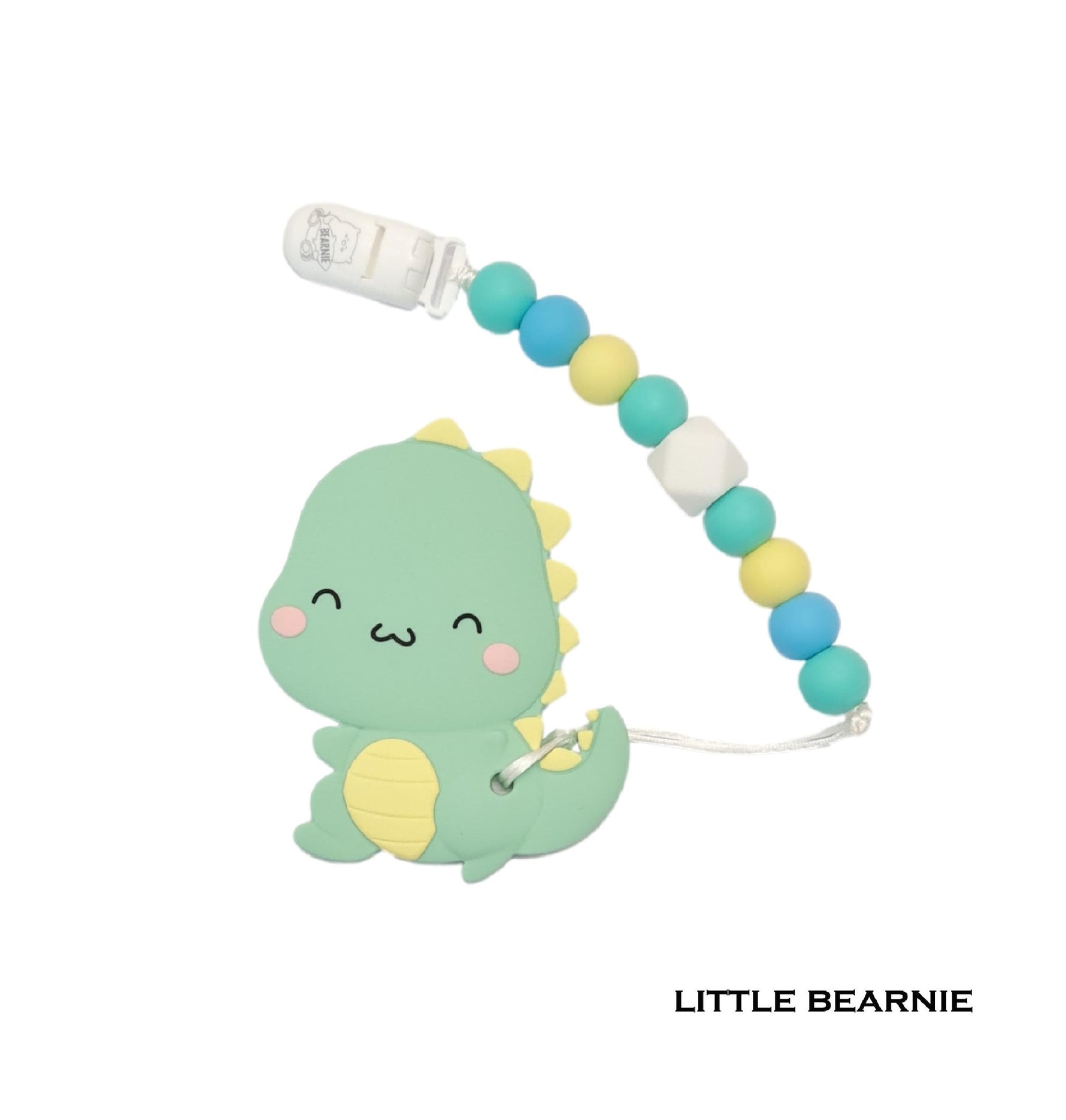 Modern Baby Teether Clip Set - T-Rex Dino (Honeygold) - Little Bearnie 