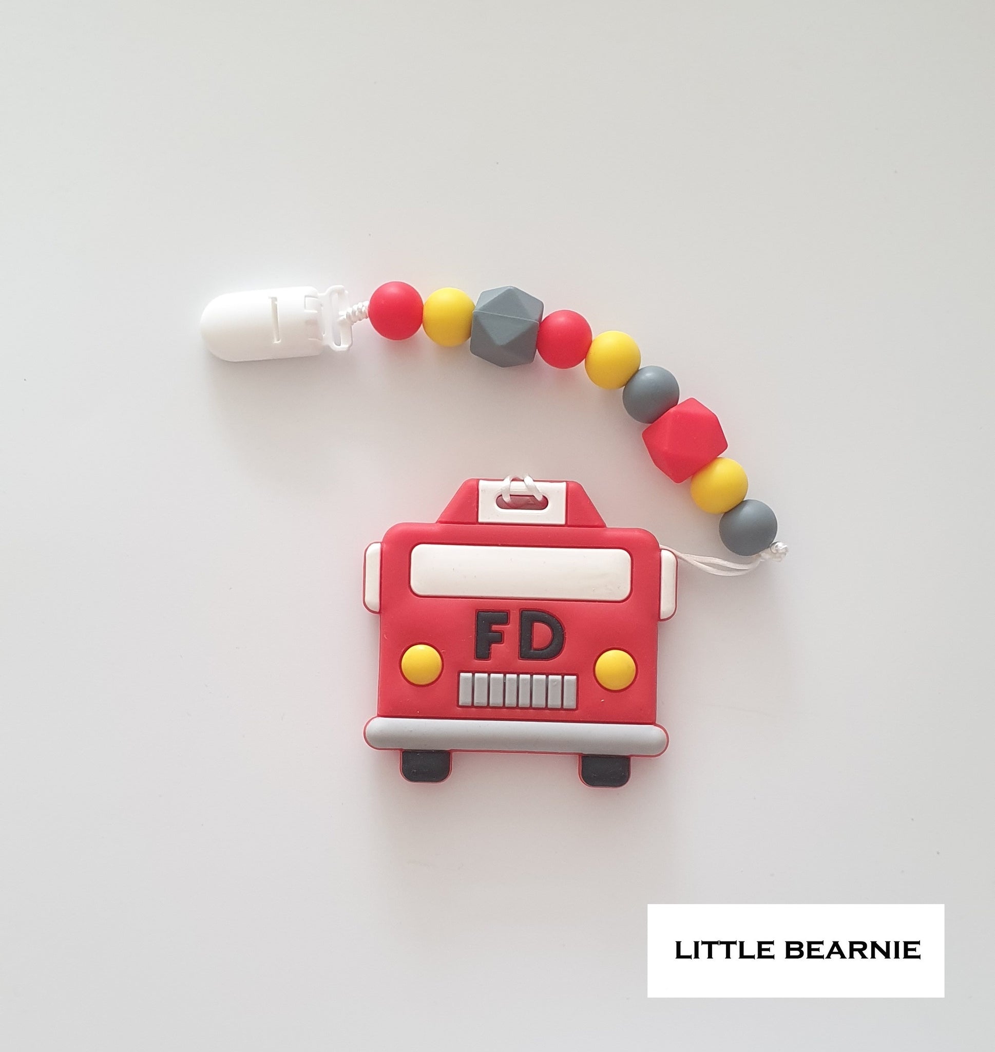 Modern Baby Teether Clip Set - Fire Truck