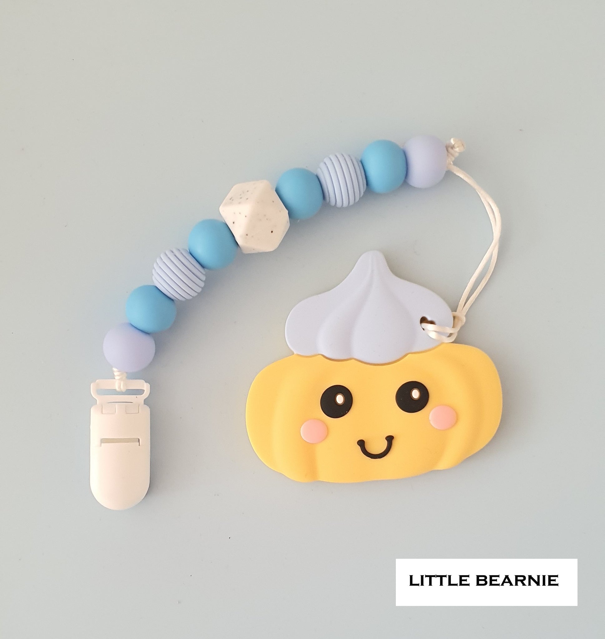 Modern Baby Teether Clip Set - Gem Biscuit (Blue) - Little Bearnie 