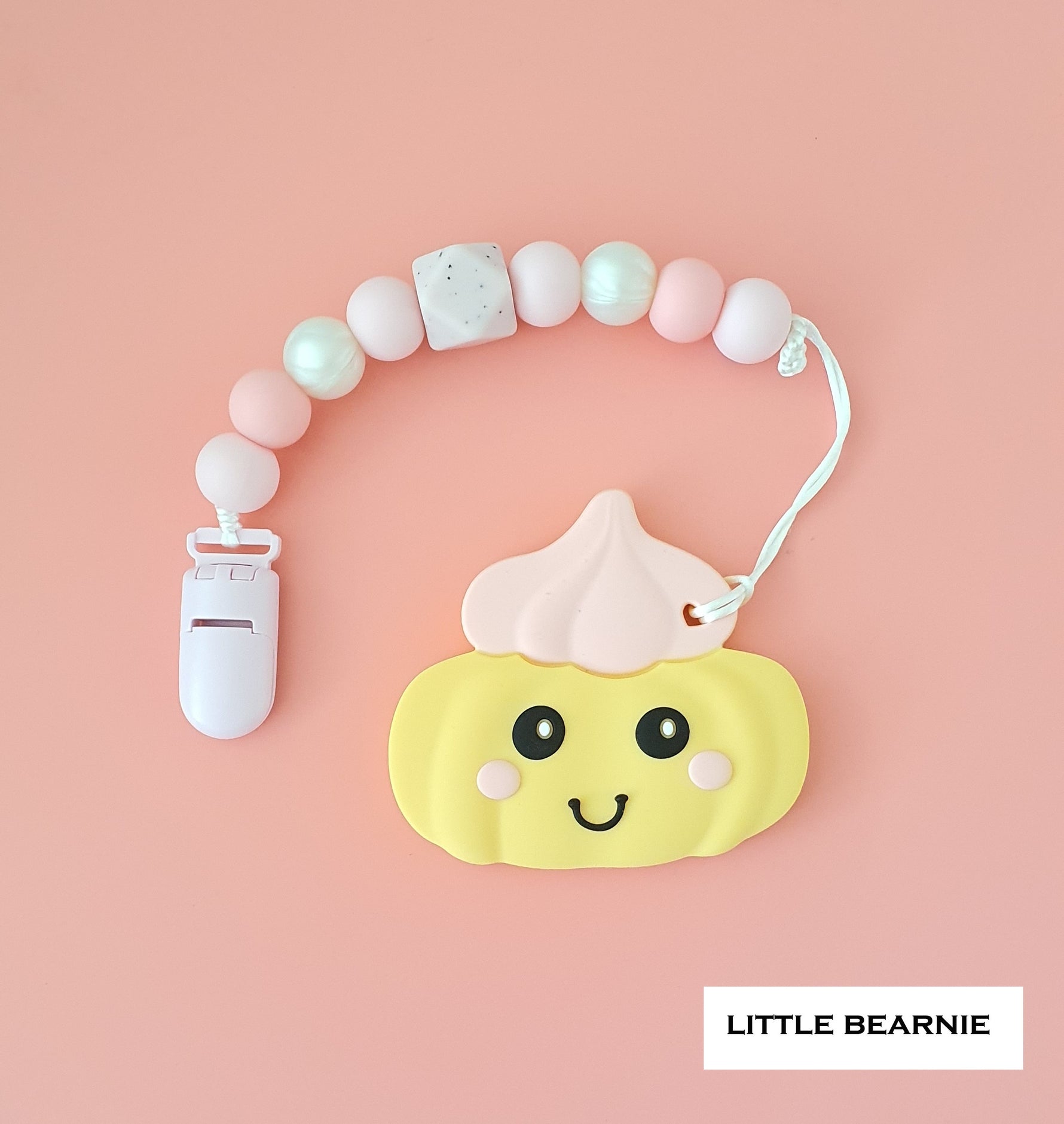 Modern Baby Teether Clip Set - Gem Biscuit (Pink) - Little Bearnie 