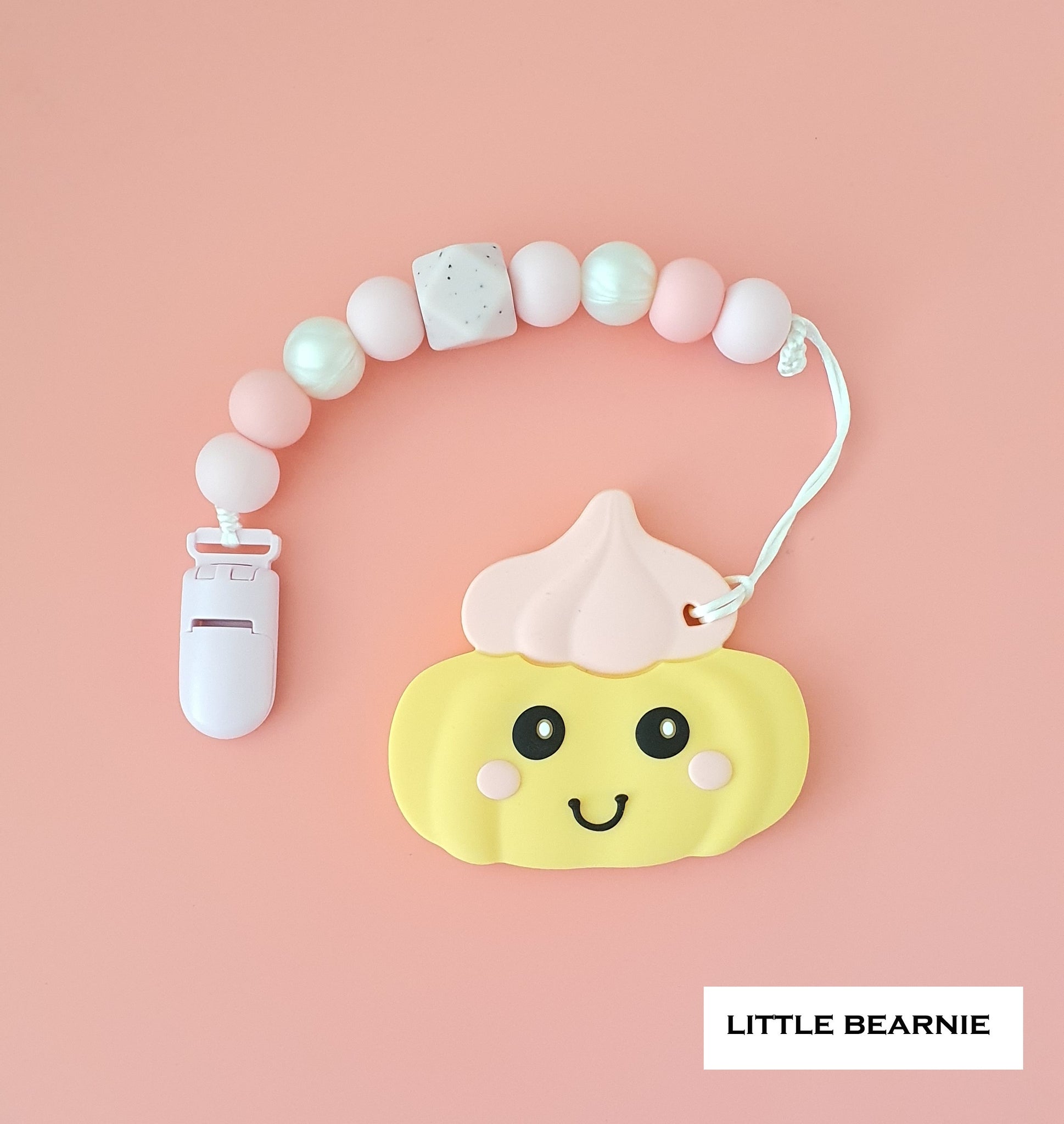 Modern Baby Teether Clip Set - Gem Biscuit (Pink) - Little Bearnie 