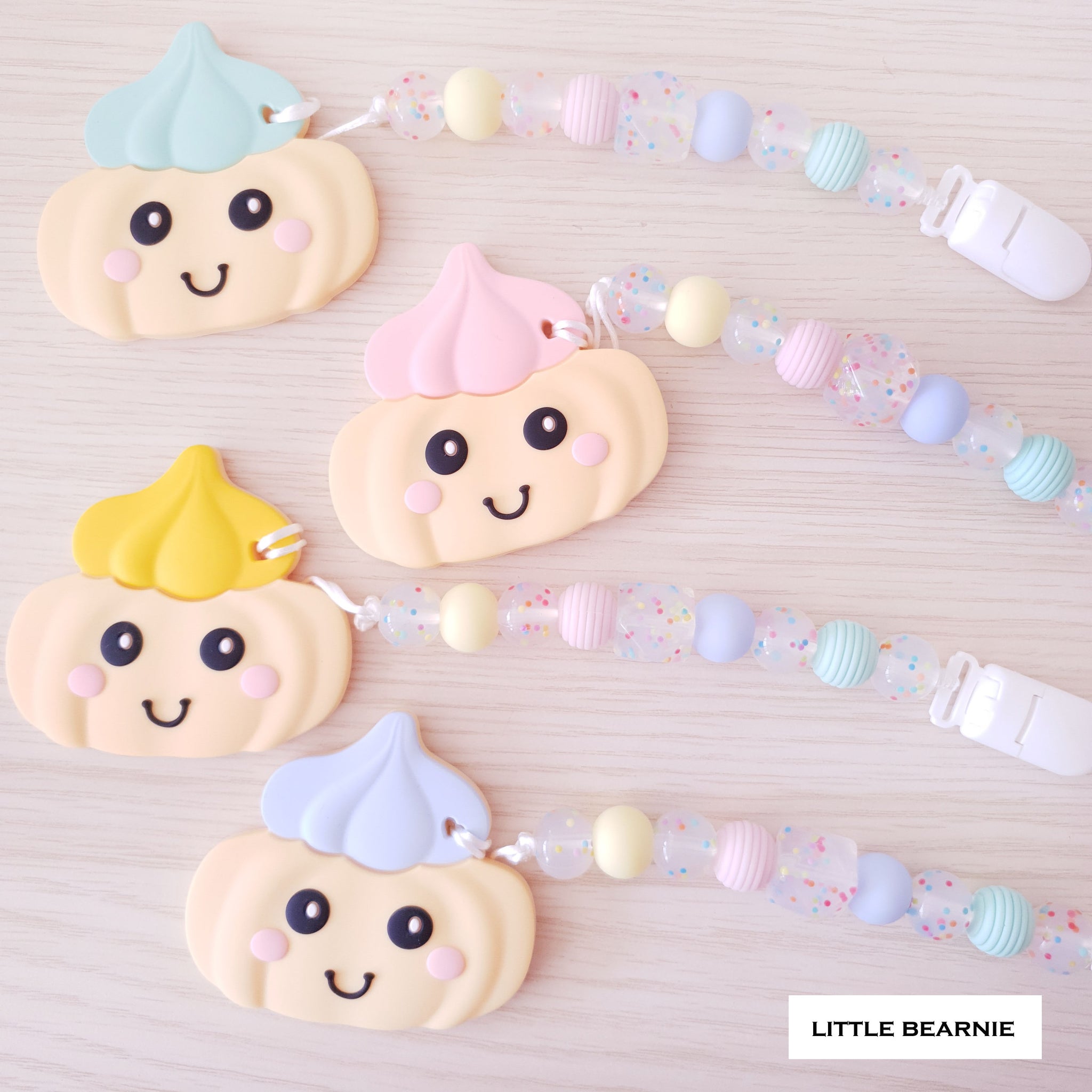 Modern Baby Teether Clip Set - Gem Biscuit (Rainbow Theme Clip) - Little Bearnie 