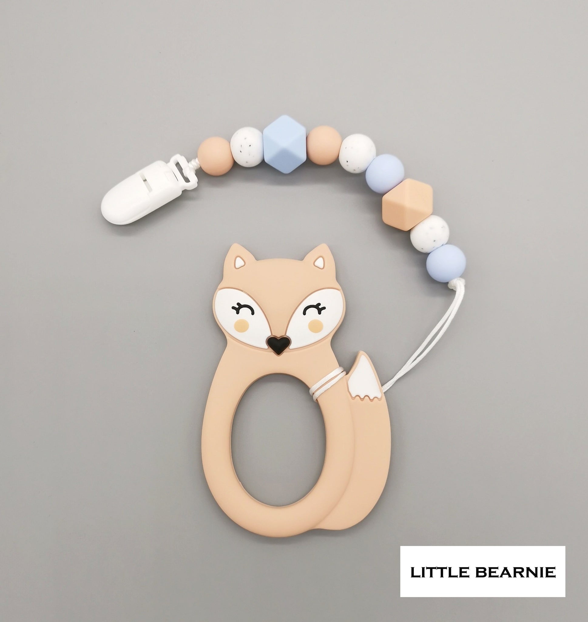 Modern Baby Teether Clip Set - Kawaii Foxy (Beige) - Little Bearnie 