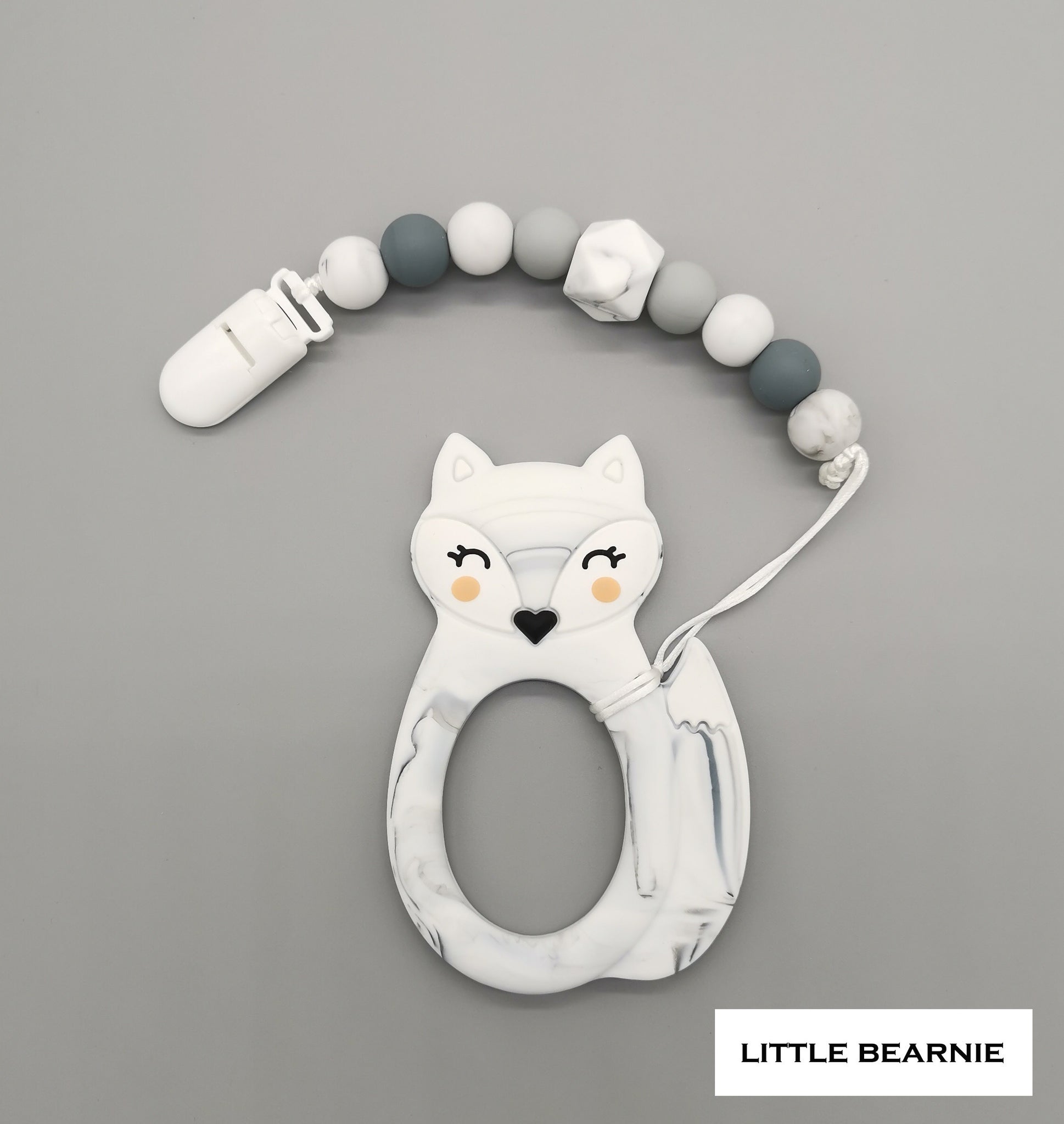 Modern Baby Teether Clip Set - Kawaii Foxy (Marble)