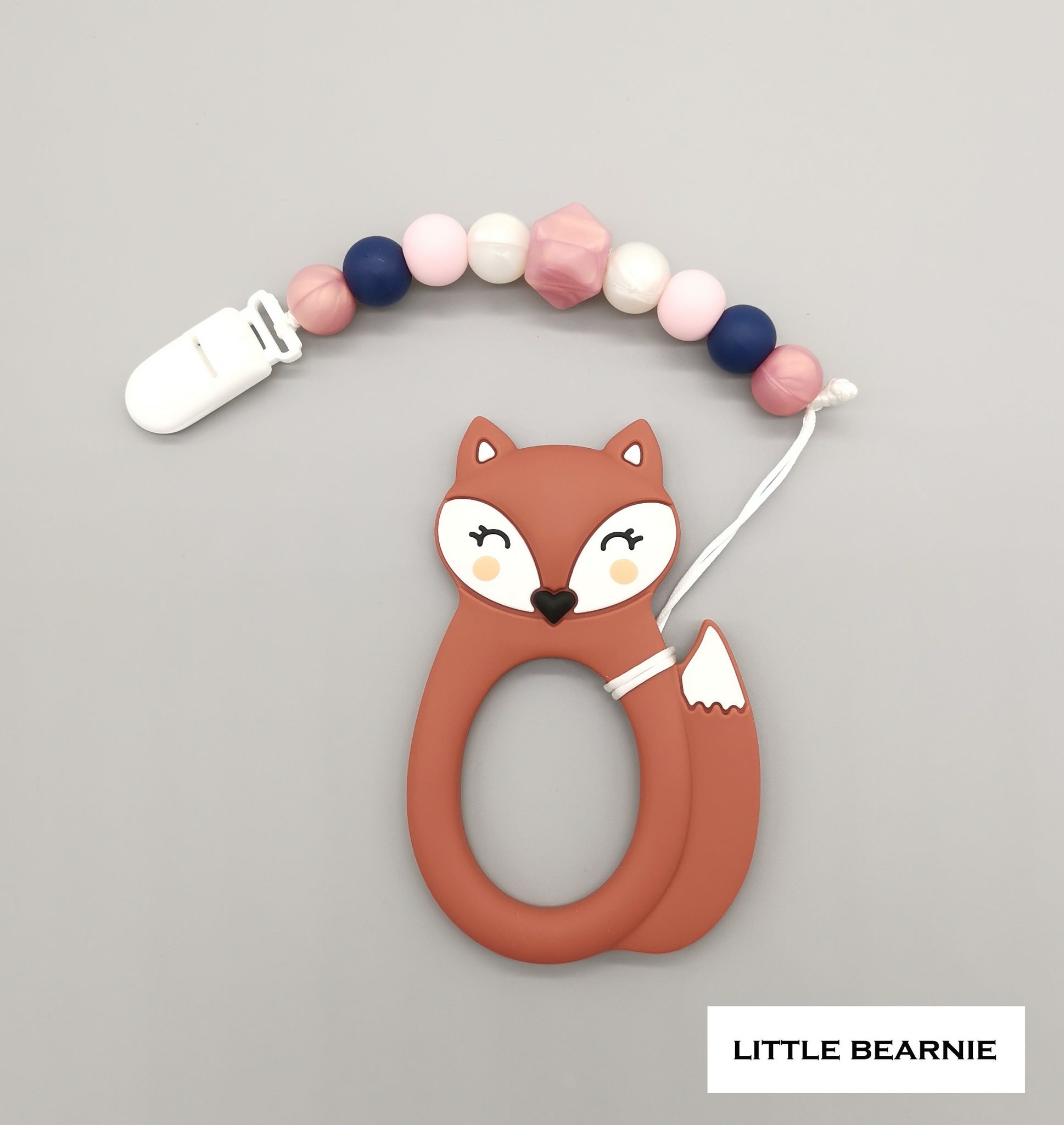 Modern Baby Teether Clip Set - Kawaii Foxy (Maroon Red)
