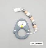 Modern Baby Teether Clip Set - Lovely Penguin (Grey) - Little Bearnie 