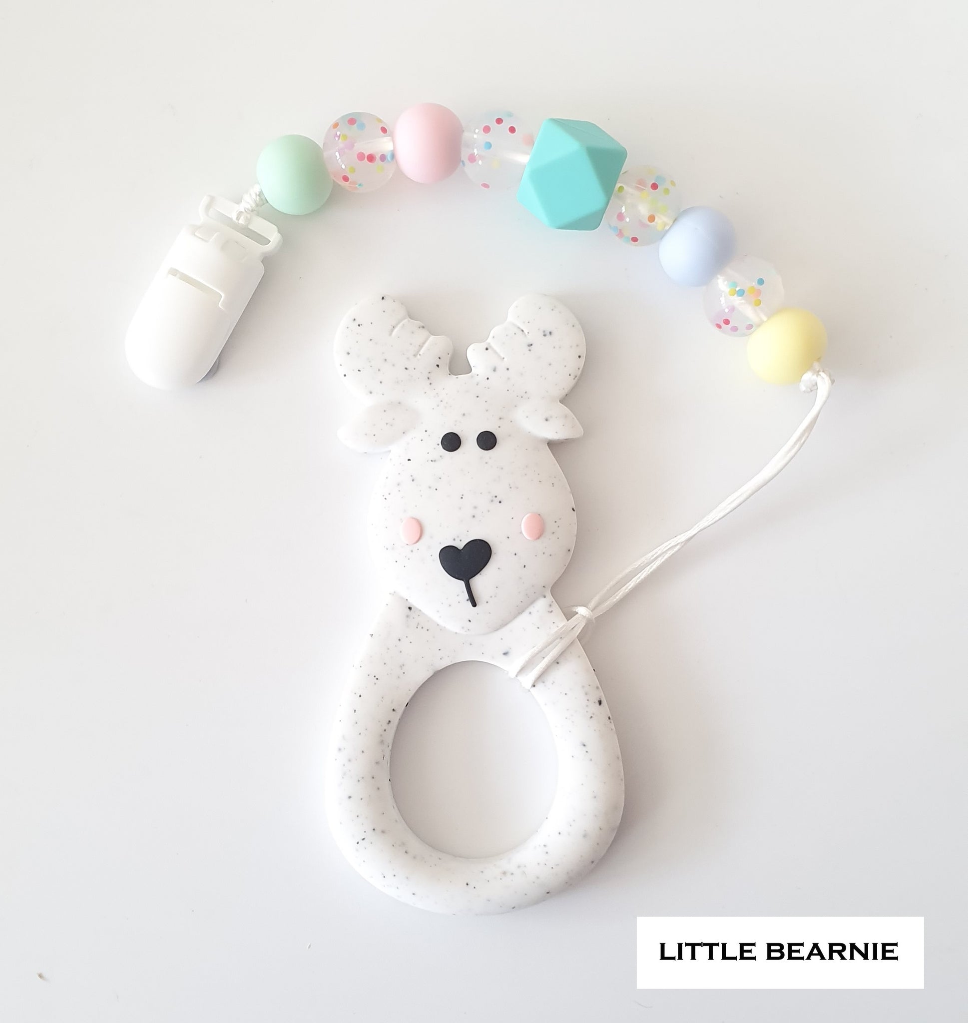 Modern Baby Teether Clip Set - Moose Deer (Gritty) - Little Bearnie 