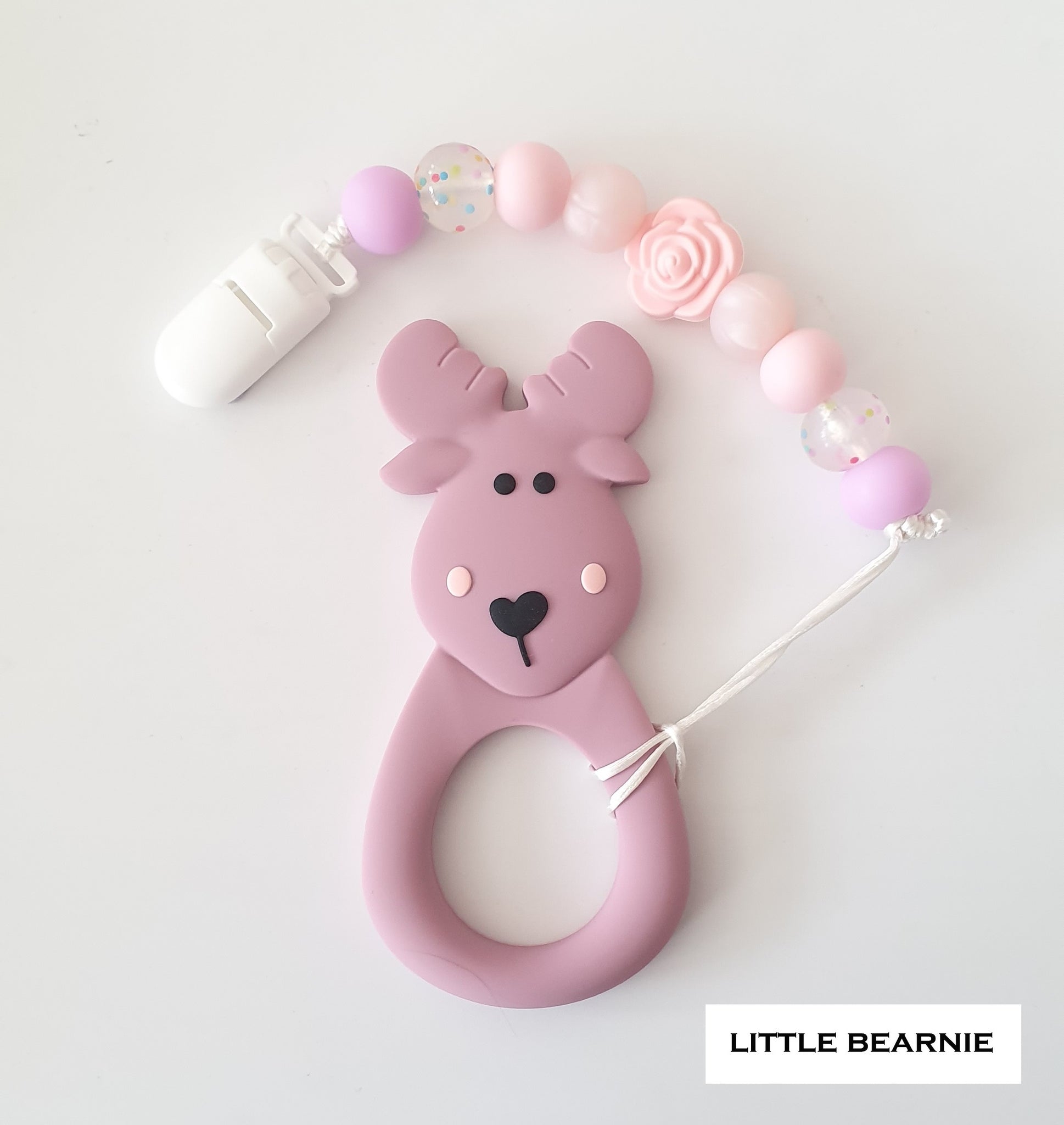 Modern Baby Teether Clip Set - Moose Deer (Plum)