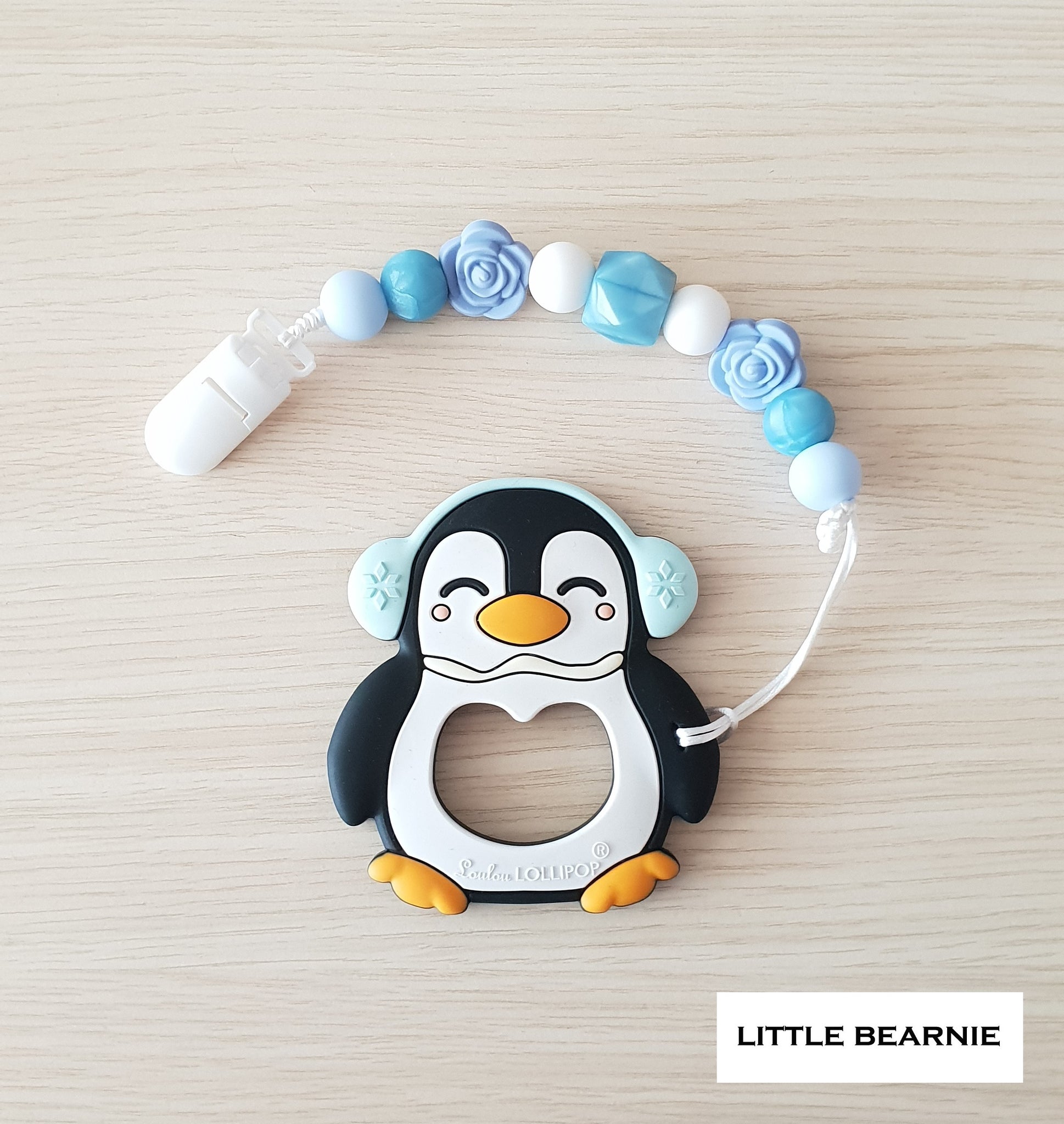[SALE] Modern Baby Teether Clip Set - Muffy Penguin (Black)