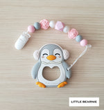 [SALE] Modern Baby Teether Clip Set - Muffy Penguin (Light Grey) - Little Bearnie 