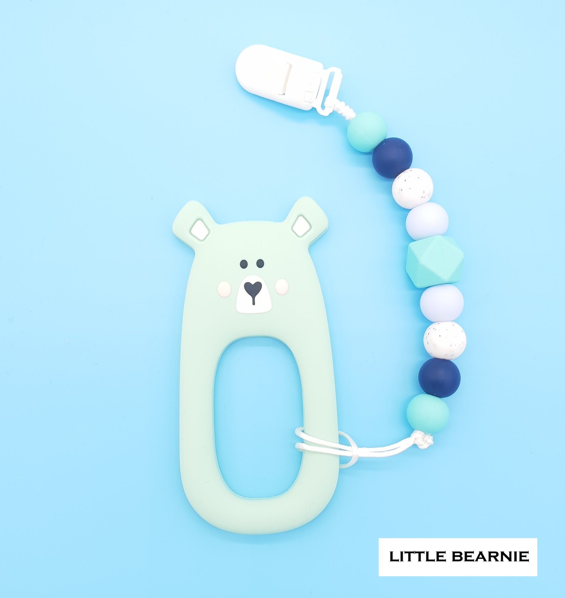 Modern Baby Teether Clip Set - Shy Bear (Mint)