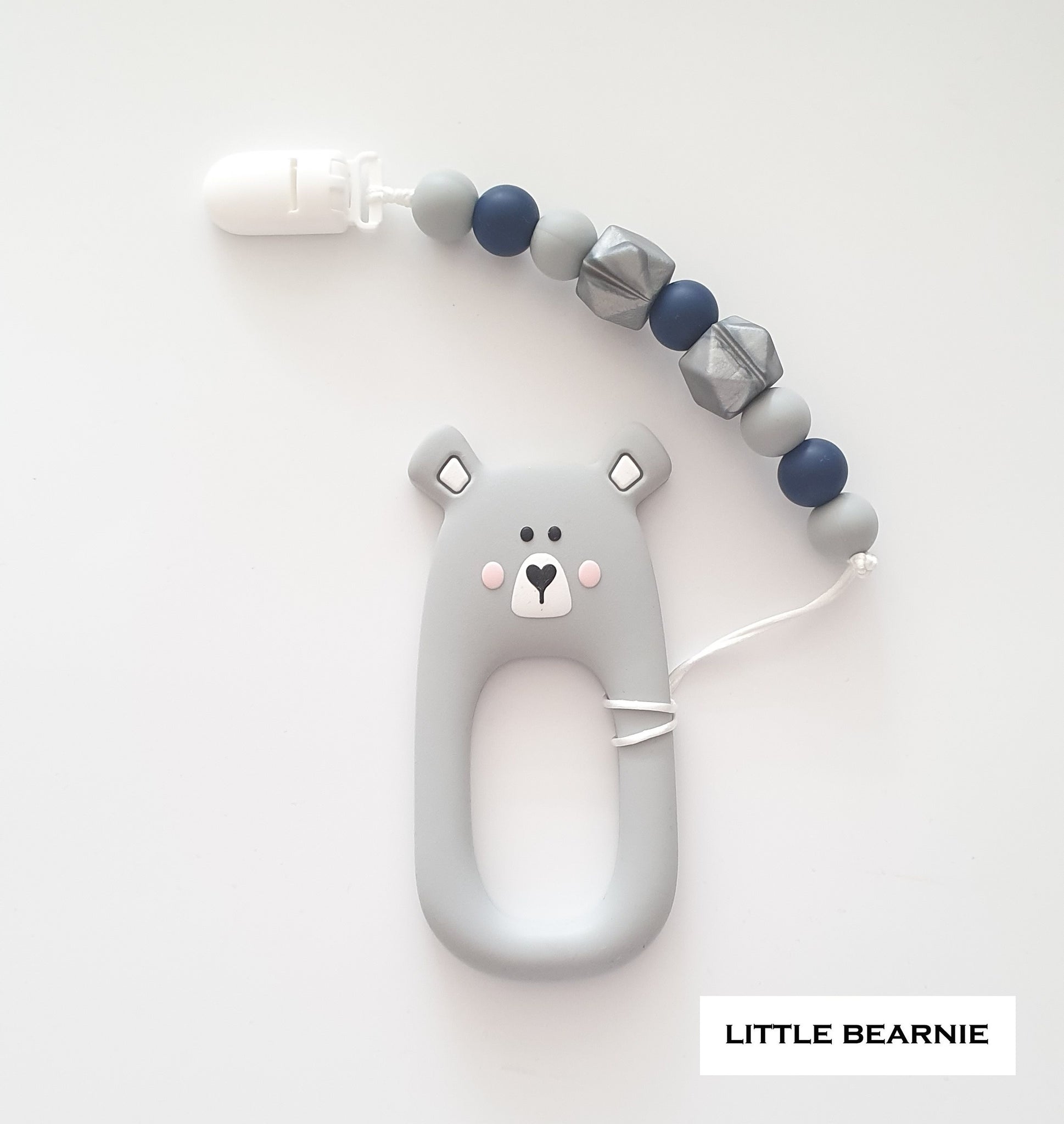 Modern Baby Teether Clip Set - Shy Bear (Grey)