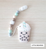 Modern Baby Teether Clip Set - Smiley Boba Tea - Little Bearnie 