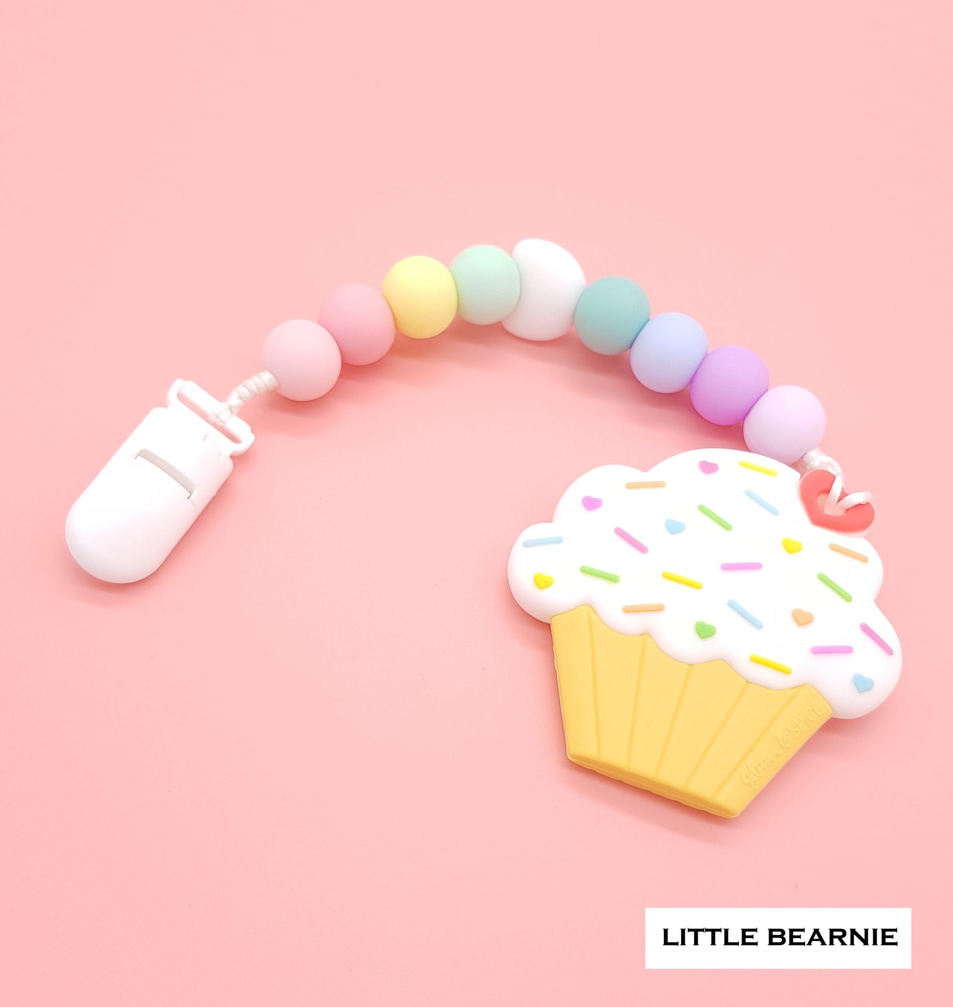 Modern Baby Teether Clip Set - Sprinkle Cupcake - Little Bearnie 