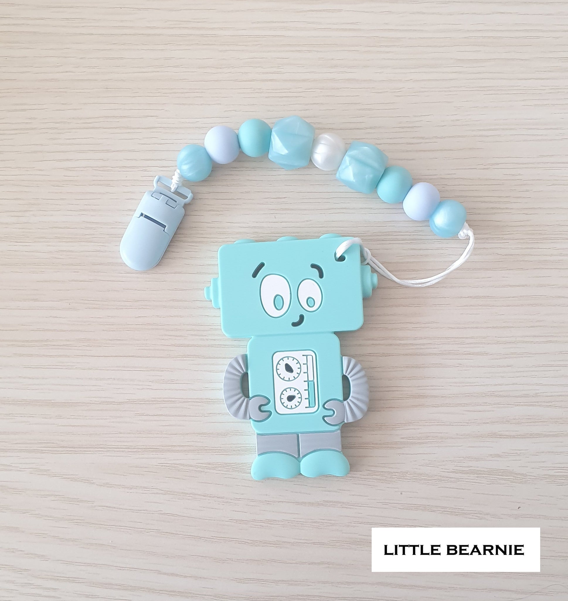 [SALE] Modern Baby Teether Clip Set - Tipsy Robot (Blue)