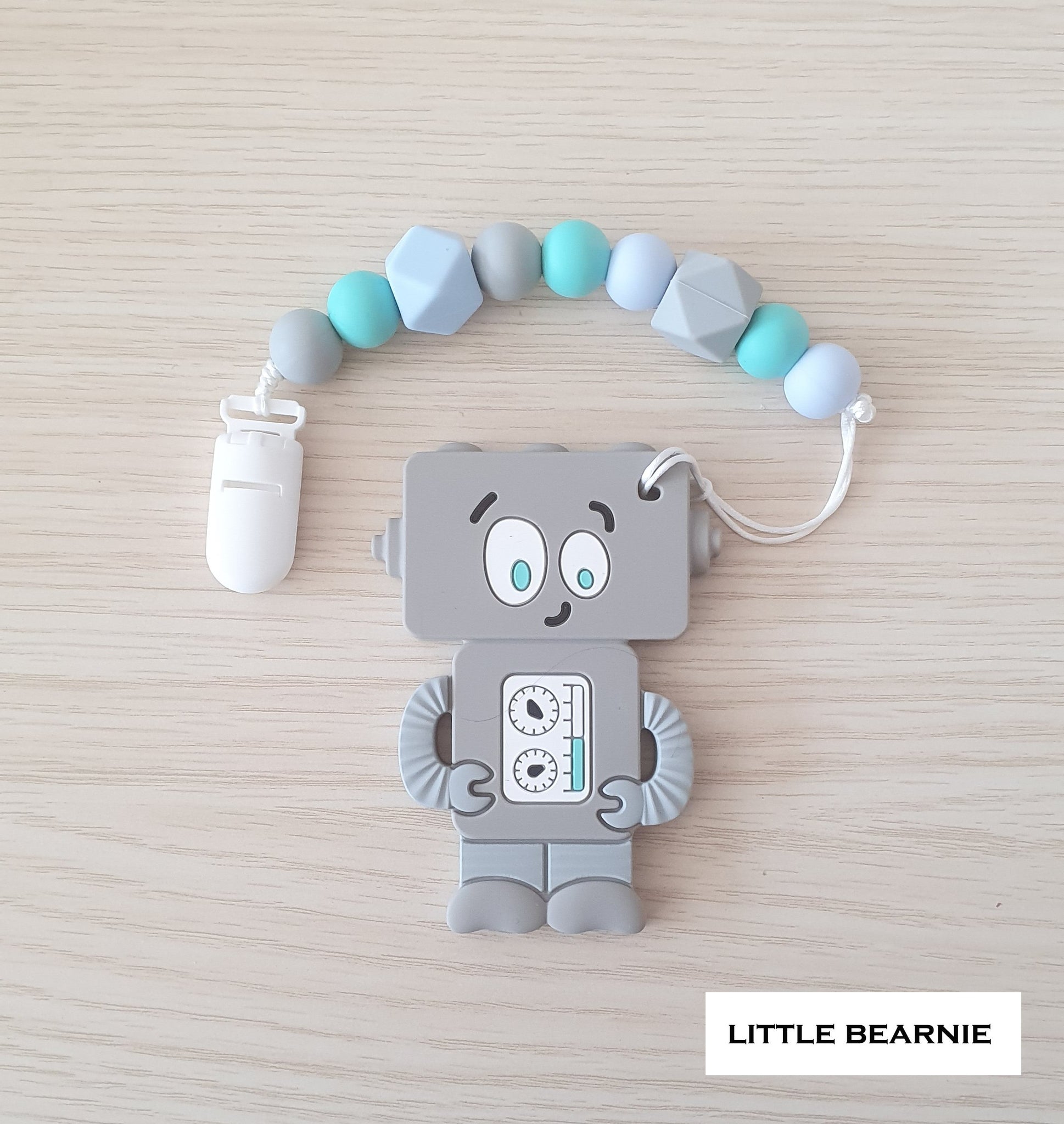 [SALE] Modern Baby Teether Clip Set - Tipsy Robot (Grey)