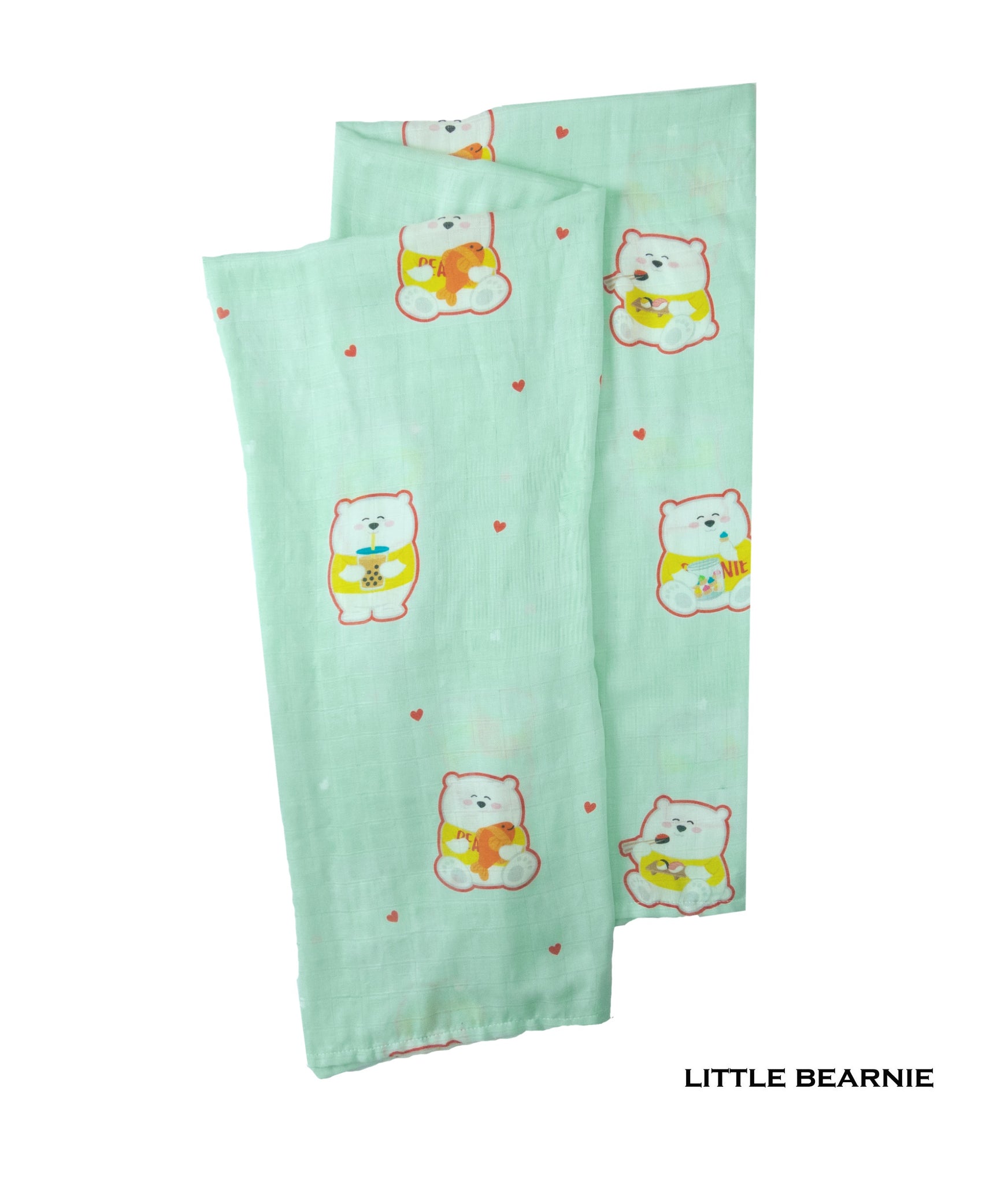 Swaddle / Baby Blanket - Beary Bearnie (Mint) - Little Bearnie 