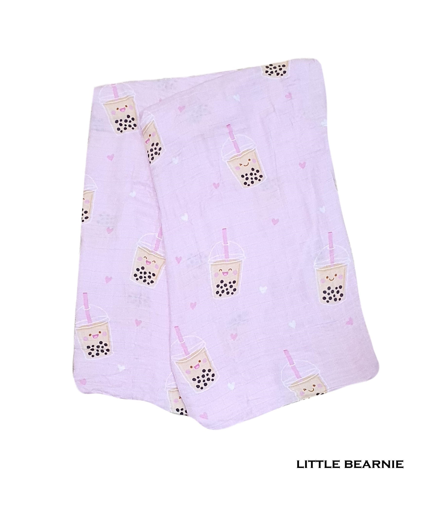 Swaddle / Baby Blanket - Boba Love (Pink) - Little Bearnie 