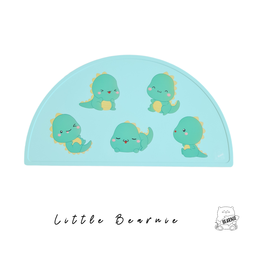 Silicone Placemat - T-Rex Dino (Mint) - Little Bearnie 