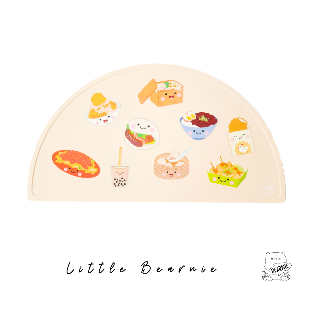Silicone Placemat - Taiwan Foodies (Peach Puff) - Little Bearnie 