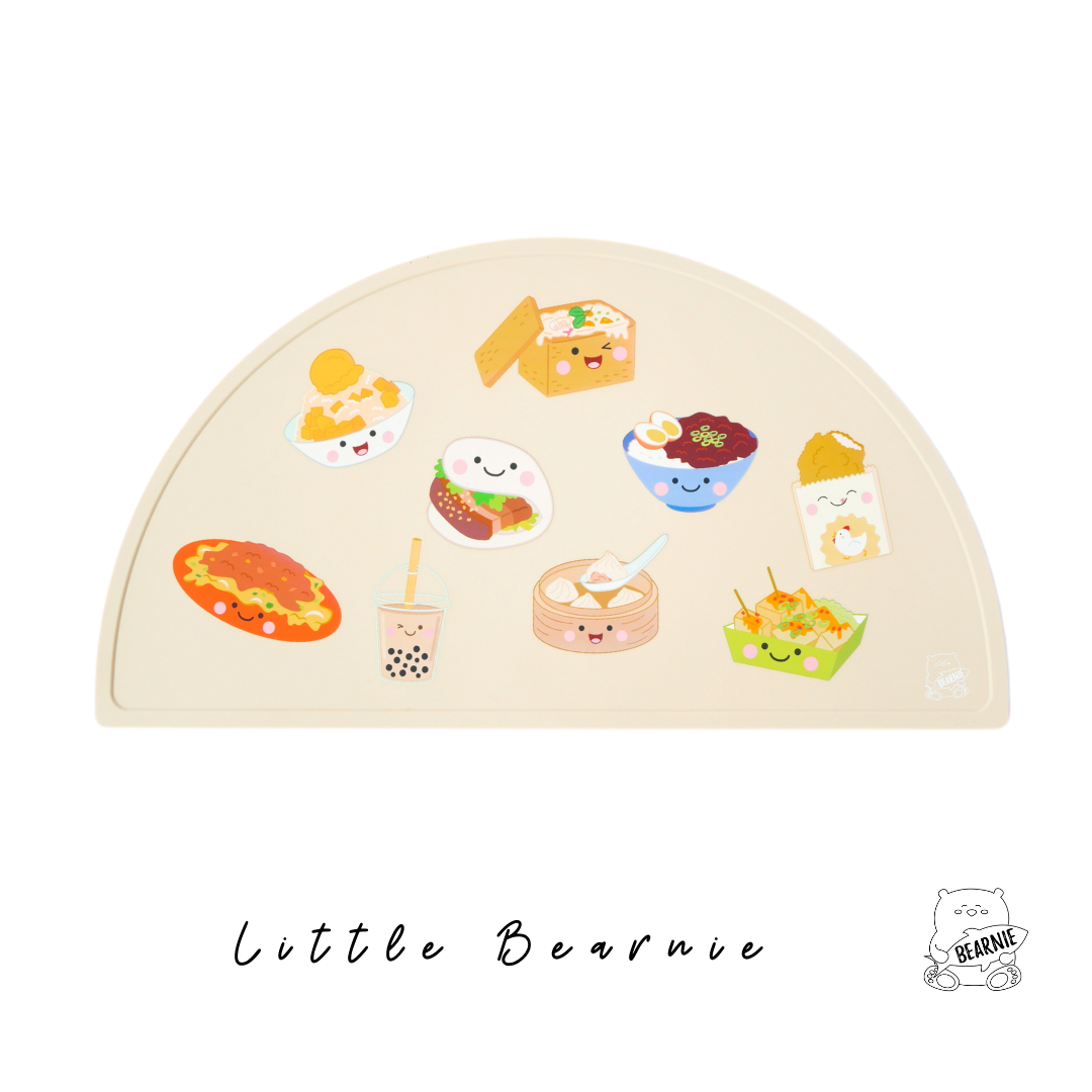 Silicone Placemat - Taiwan Foodies (Latte) - Little Bearnie 