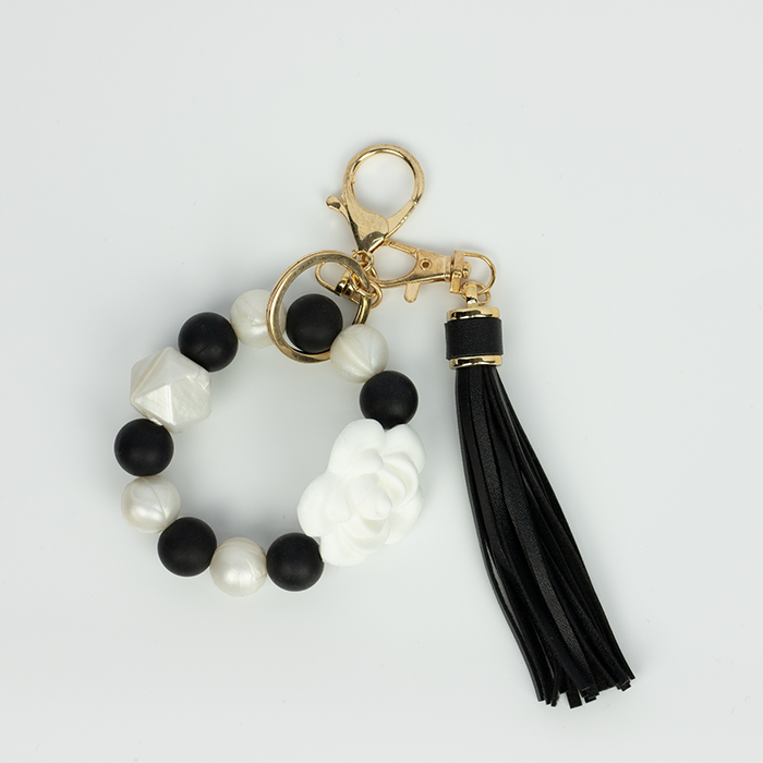 Silicone Bead Keychain - Monochrome