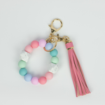 Silicone Bead Keychain - Pastel Rainbow - Little Bearnie 