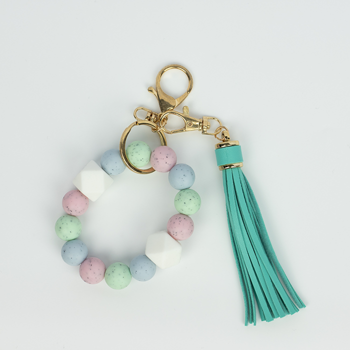 Silicone Bead Keychain - Gritty Rainbow - Little Bearnie 