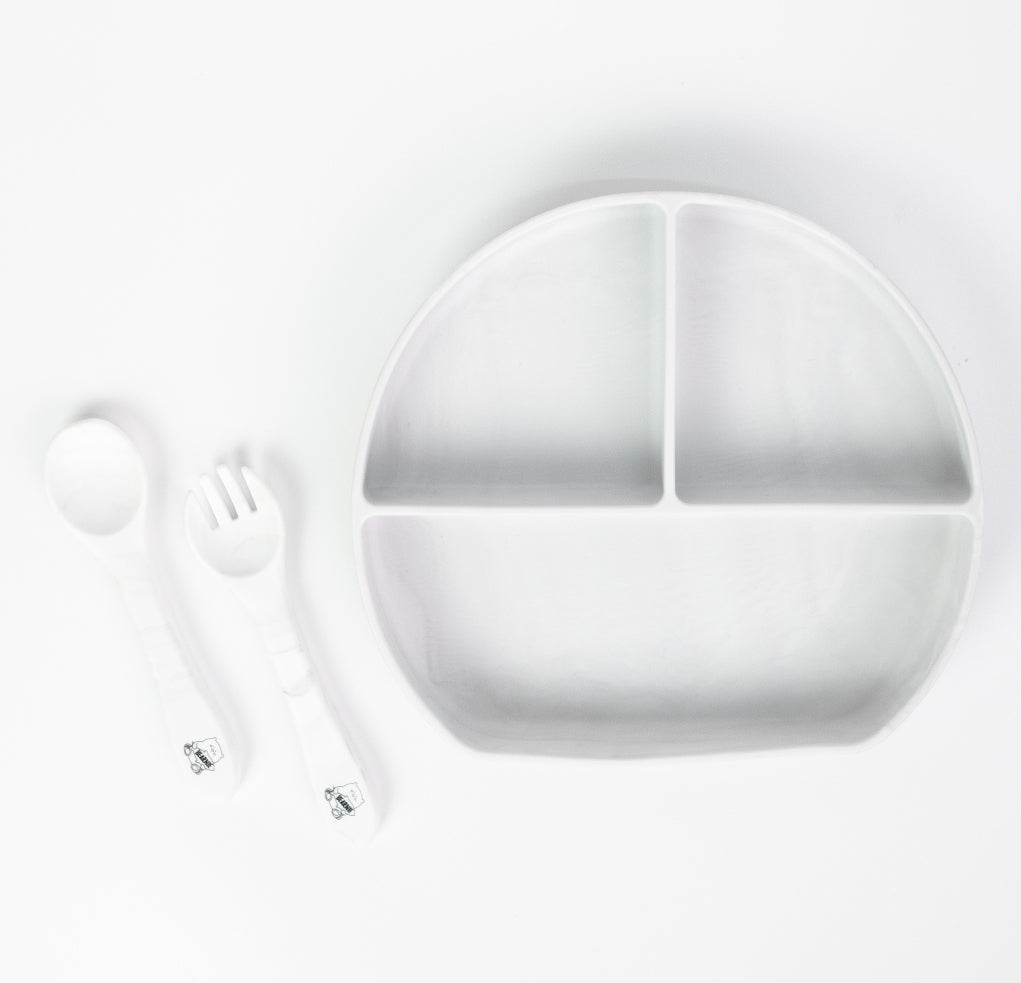 Grow with Bearnie Divider Suction Plate & Utensils Feeding Set - Little Bearnie 